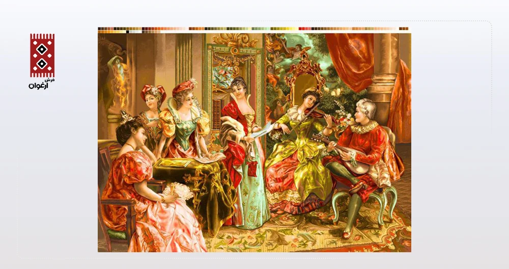 نخ و نقشه تابلو فرش طرح کلاس موسیقی