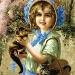 نخ و نقشه تابلوفرش طرح لیندا و گربه ها