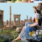 نخ و نقشه تابلوفرش طرح بانوی پارسی