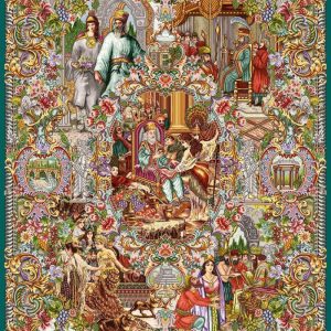 نخ و نقشه قالیچه شعرا و پادشاهان بدون حاشیه