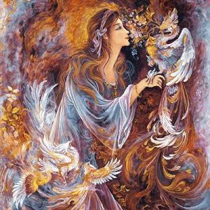 نخ و نقشه تابلوفرش طرح الهه آتش