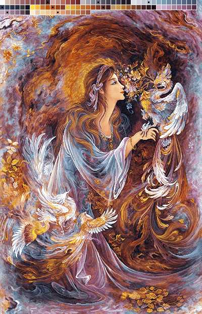 نخ و نقشه تابلوفرش طرح الهه آتش