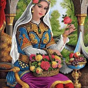 نخ و نقشه تابلوفرش طرح بانوی ییلاق