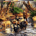 نخ و نقشه تابلوفرش طرح گله دار 2