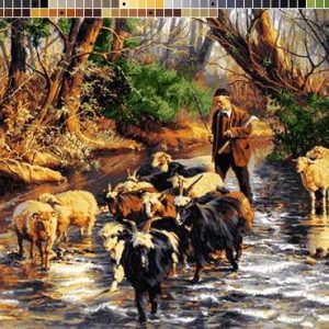 نخ و نقشه تابلوفرش طرح گله دار 2