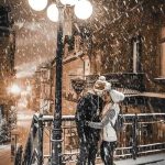 نخ و نقشه تابلوفرش طرح عشق زیر بارش برف