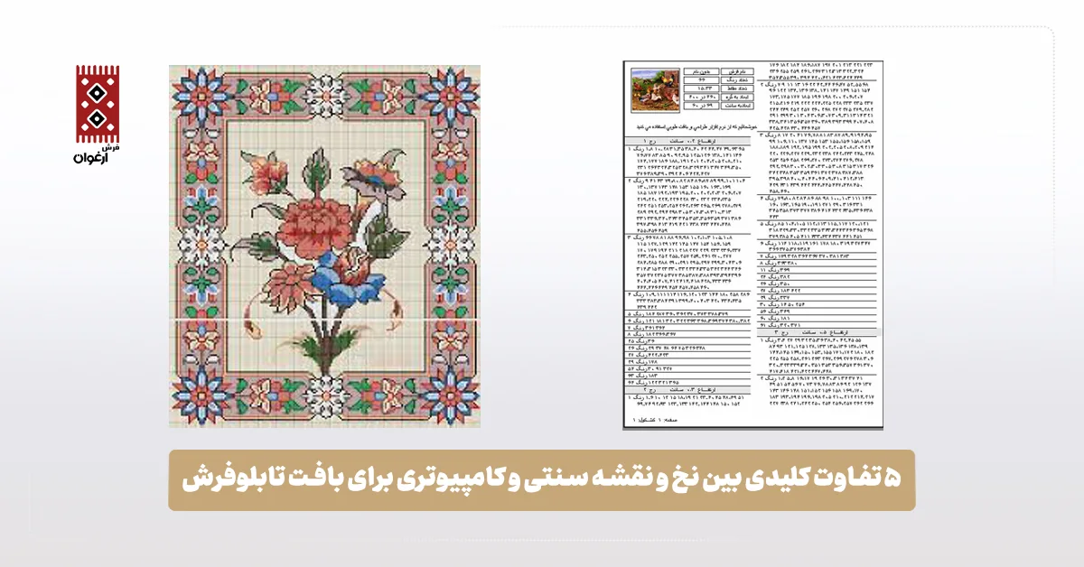 ۵ تفاوت کلیدی بین نخ و نقشه سنتی و کامپیوتری برای بافت تابلوفرش نخ و نقشه تابلوفرش سنتی یا کامپیوتری ؟