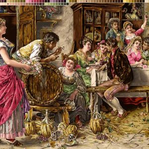 نخ و نقشه تابلوفرش طرح نوشیدنی همراه با موسیقی