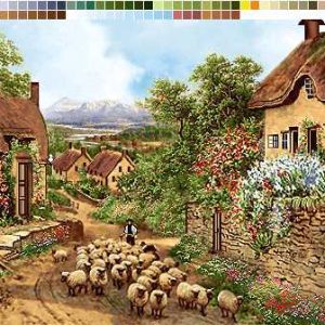 نخ و نقشه تابلوفرش طرح گله دار دهکده